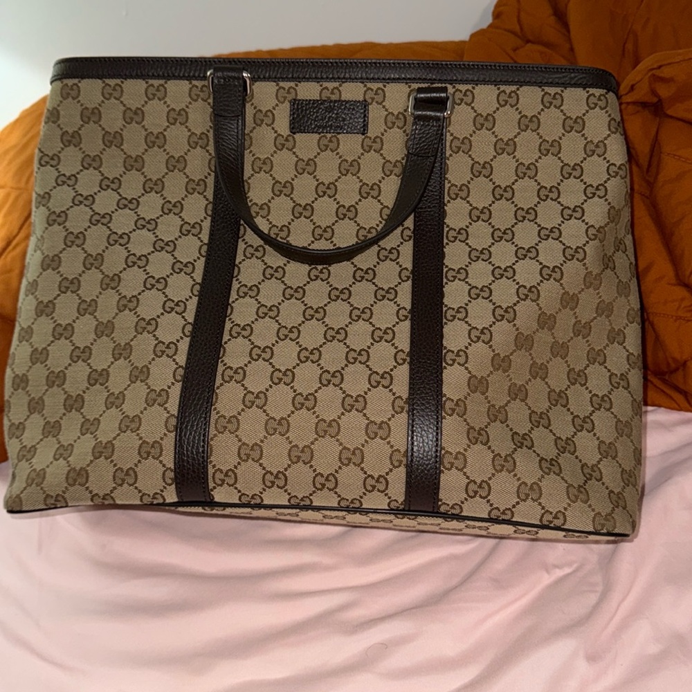 New Gucci GG Supreme Logo Shoulder Tote Bag Large